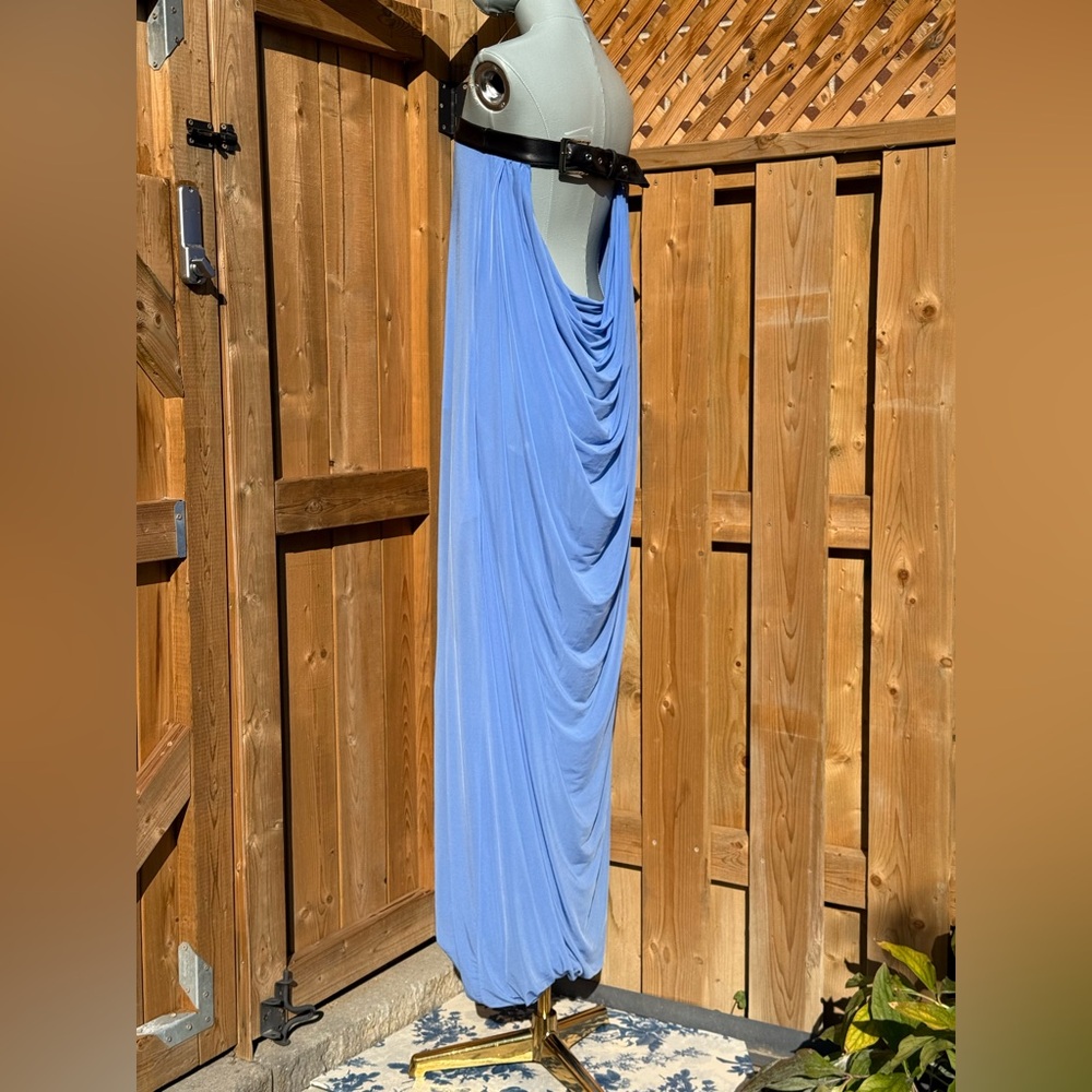 🆕 RAT & BOA 🧿 NWOT Antonie Blue Draped Maxi Dress with Leather Belt, Sz S / M - Picture 11 of 16